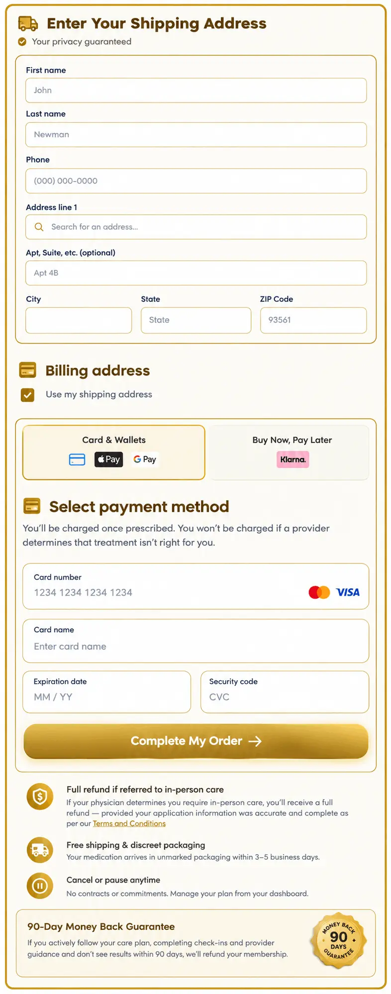 HumeCare Secure Checkout Page